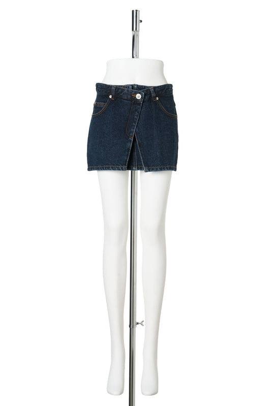 DARK BLUE DENIM MINI SKIRT / DARK BLUE