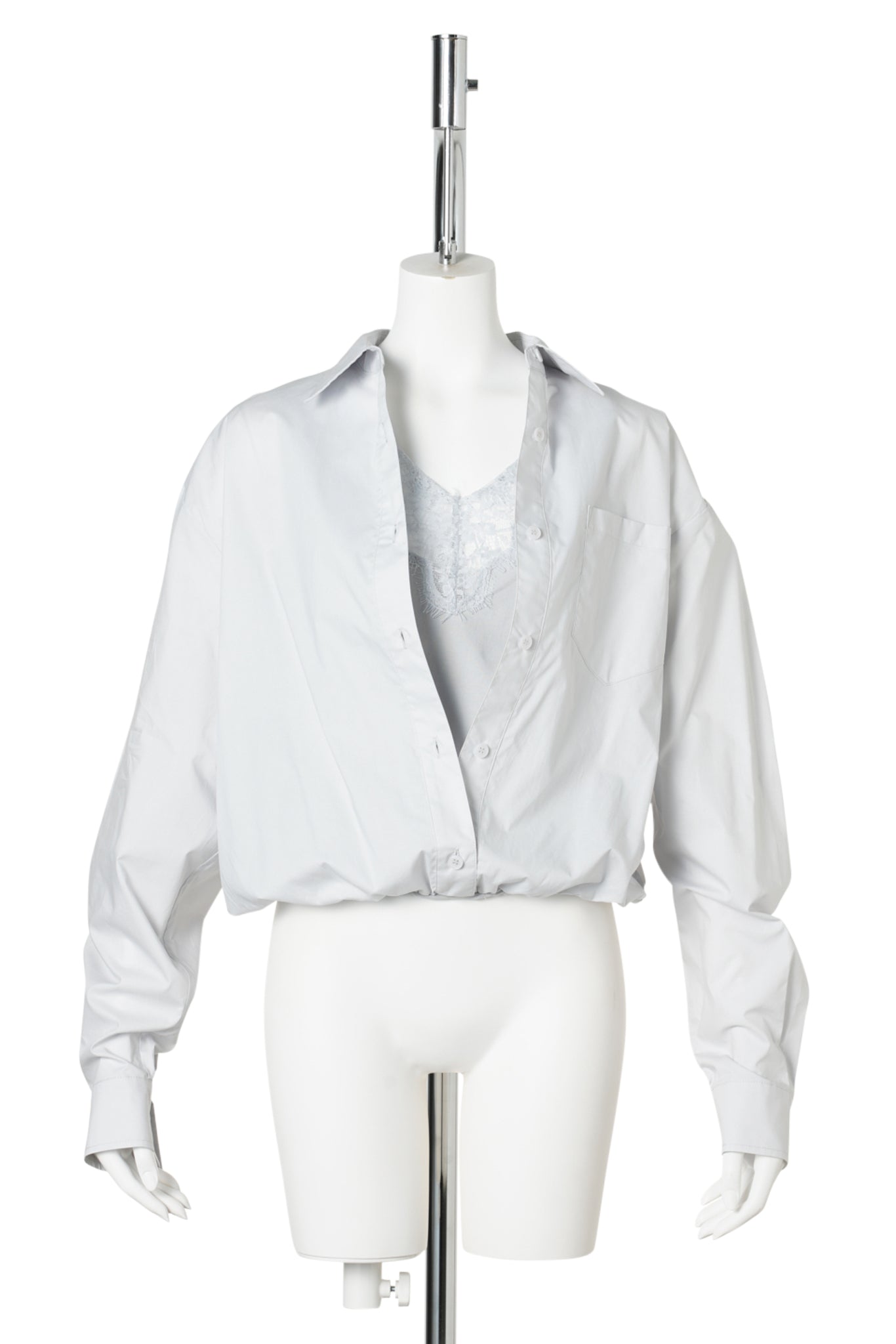 LIGHT GRAY HYBRID SHIRT SLIP TOP / LIGHT GRAY