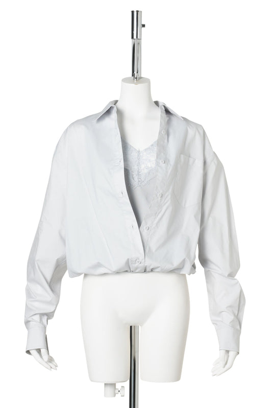 LIGHT GRAY HYBRID SHIRT SLIP TOP / LIGHT GRAY