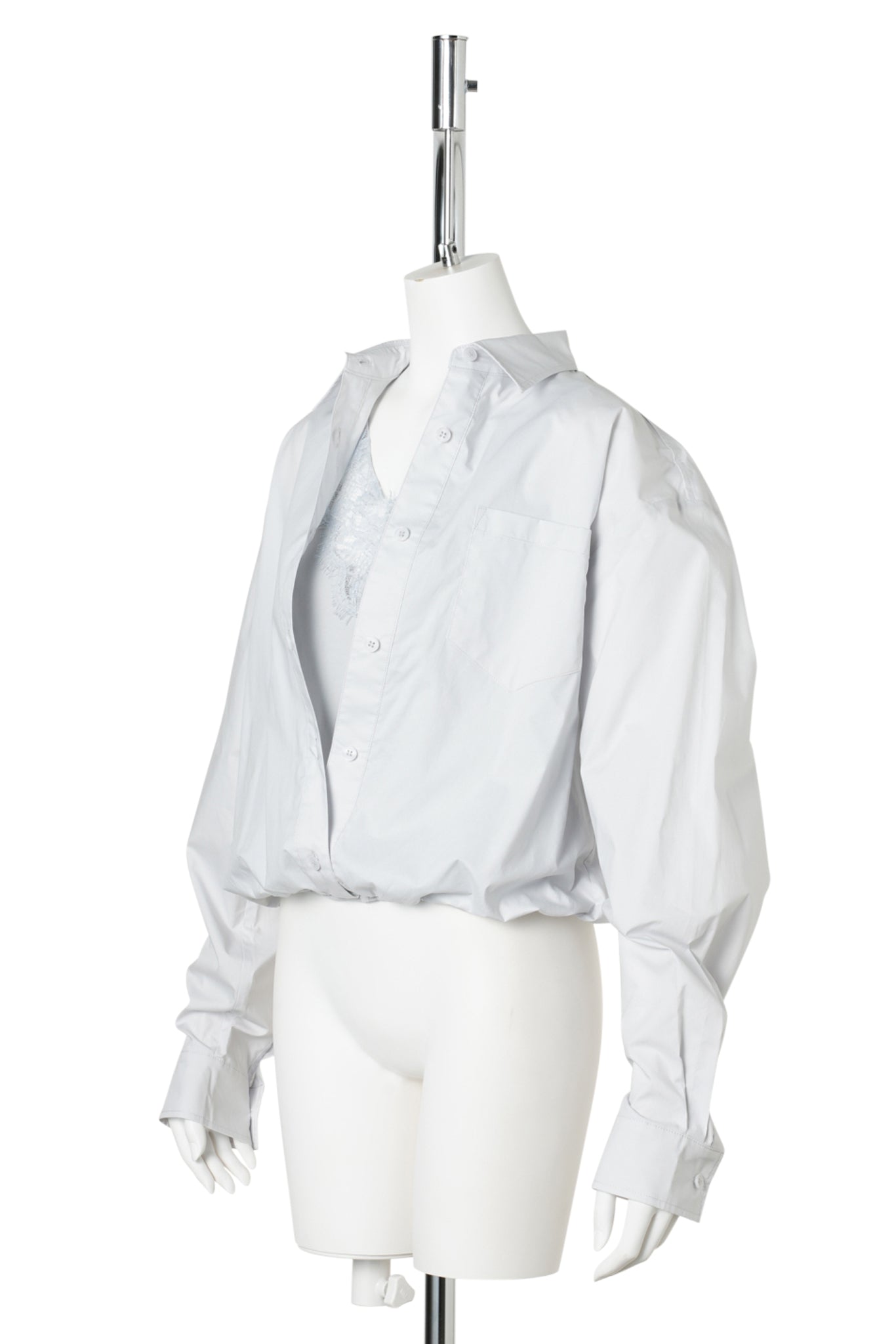 LIGHT GRAY HYBRID SHIRT SLIP TOP / LIGHT GRAY
