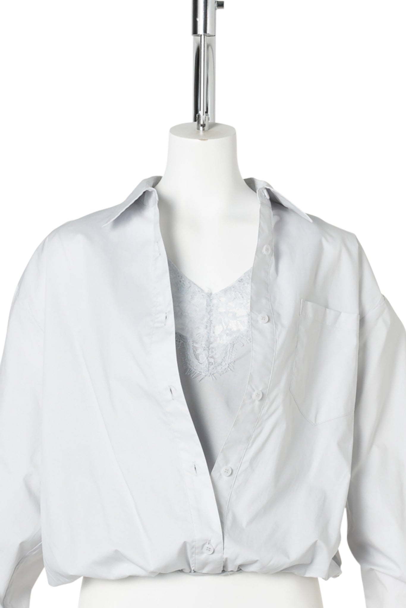 LIGHT GRAY HYBRID SHIRT SLIP TOP / LIGHT GRAY