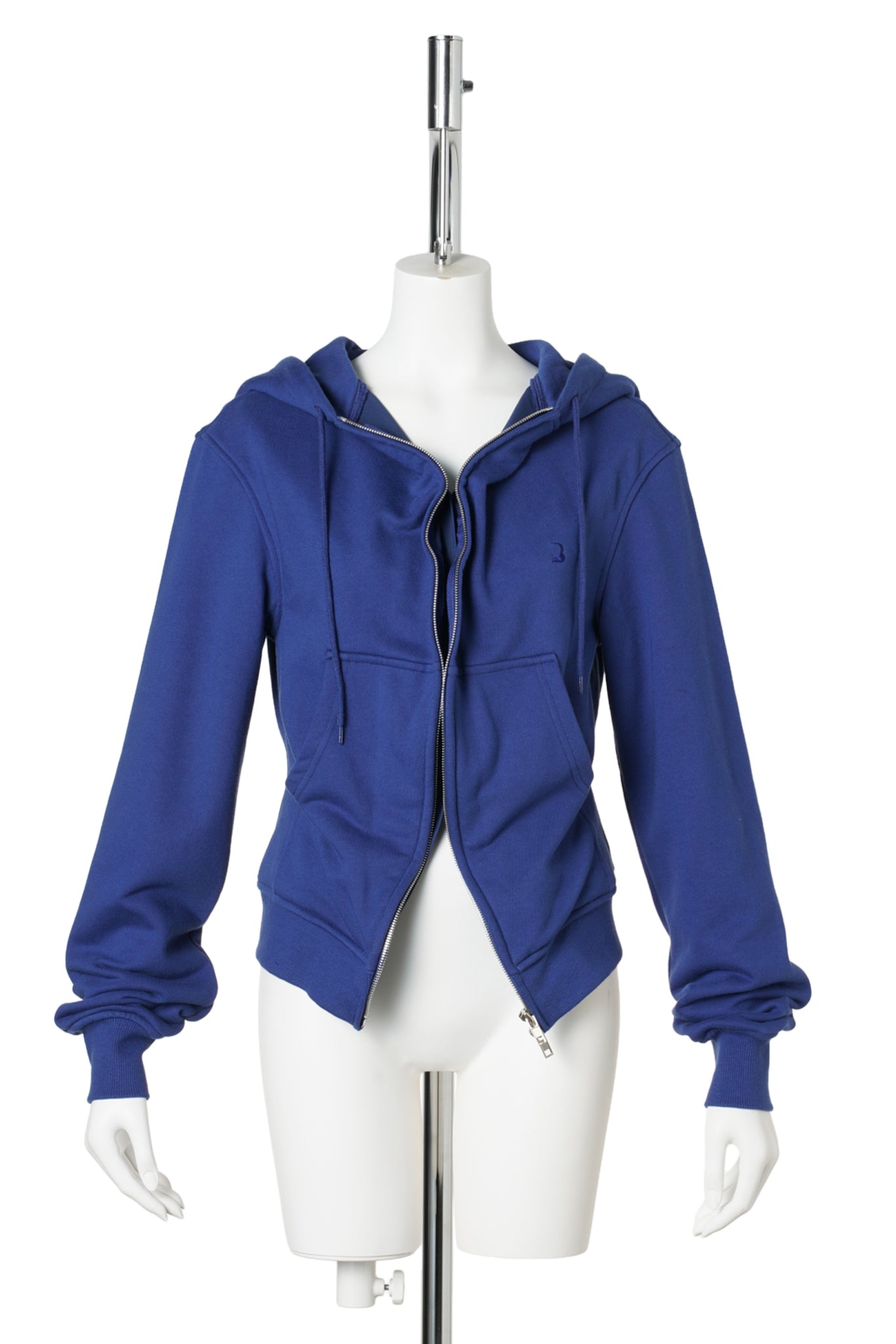 BLUE DRAPED ZIP-UP HOODIE / BLUE