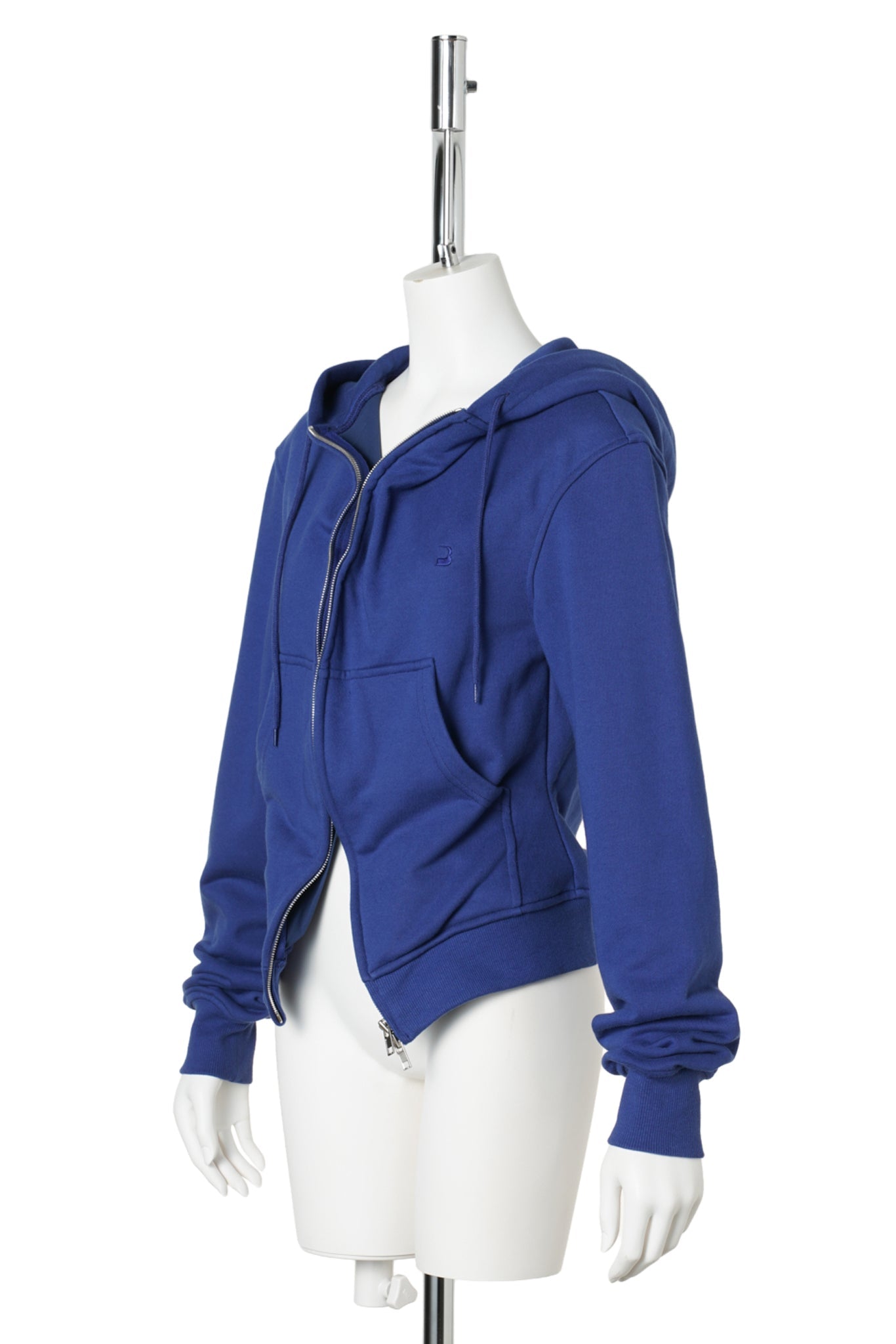BLUE DRAPED ZIP-UP HOODIE / BLUE