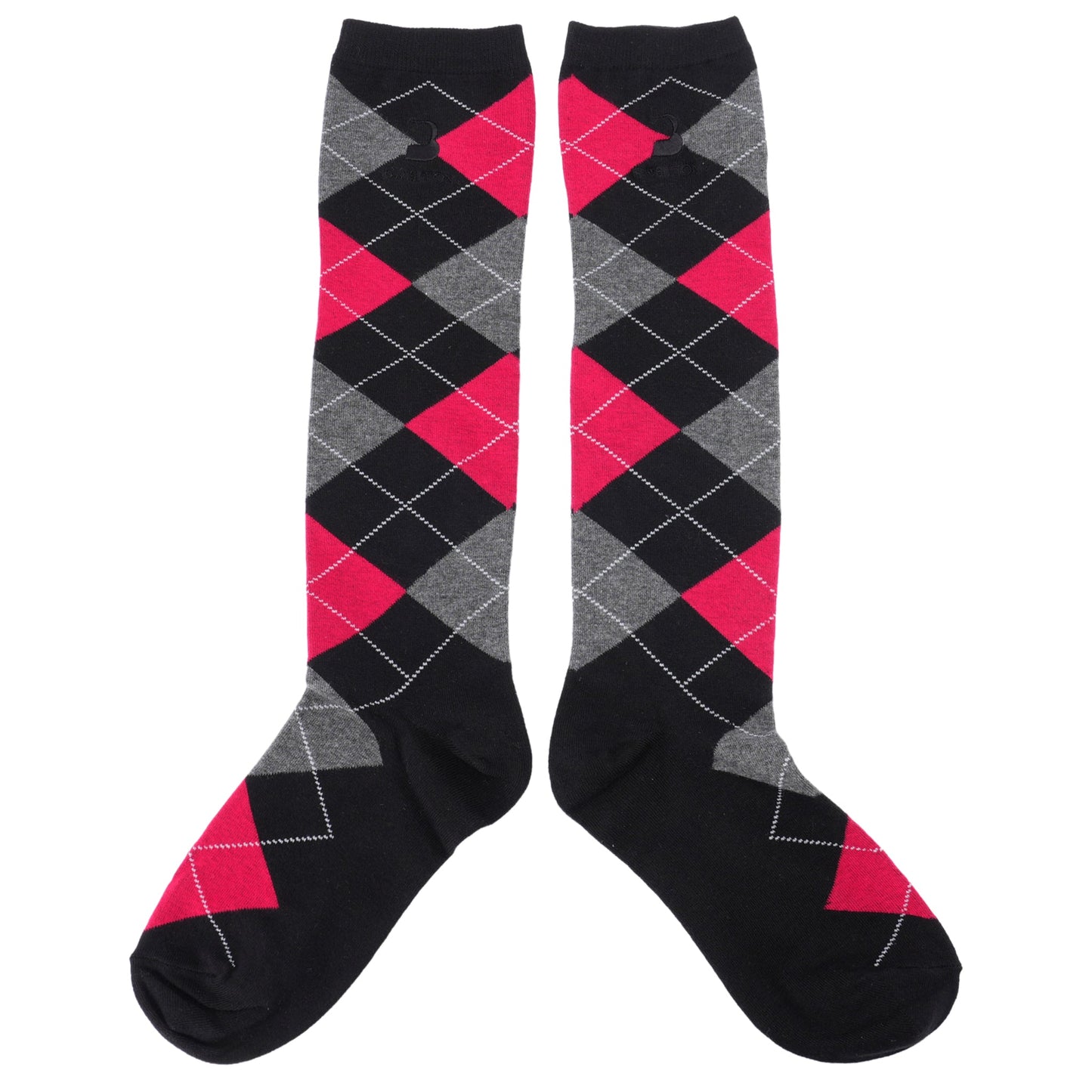 BLACK ARGYLE KNEE SOCKS / BLACK