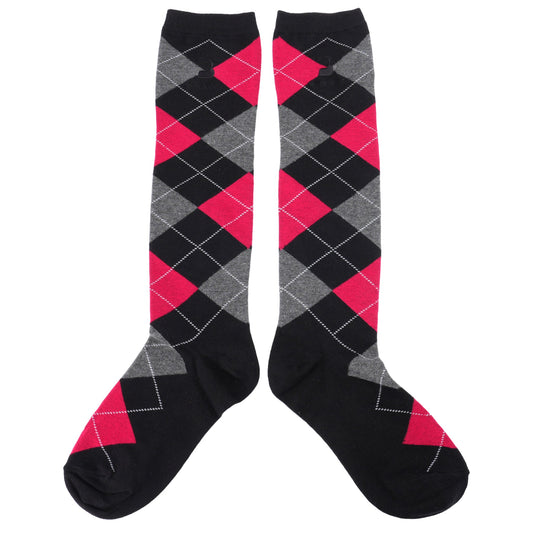 BLACK ARGYLE KNEE SOCKS / BLACK