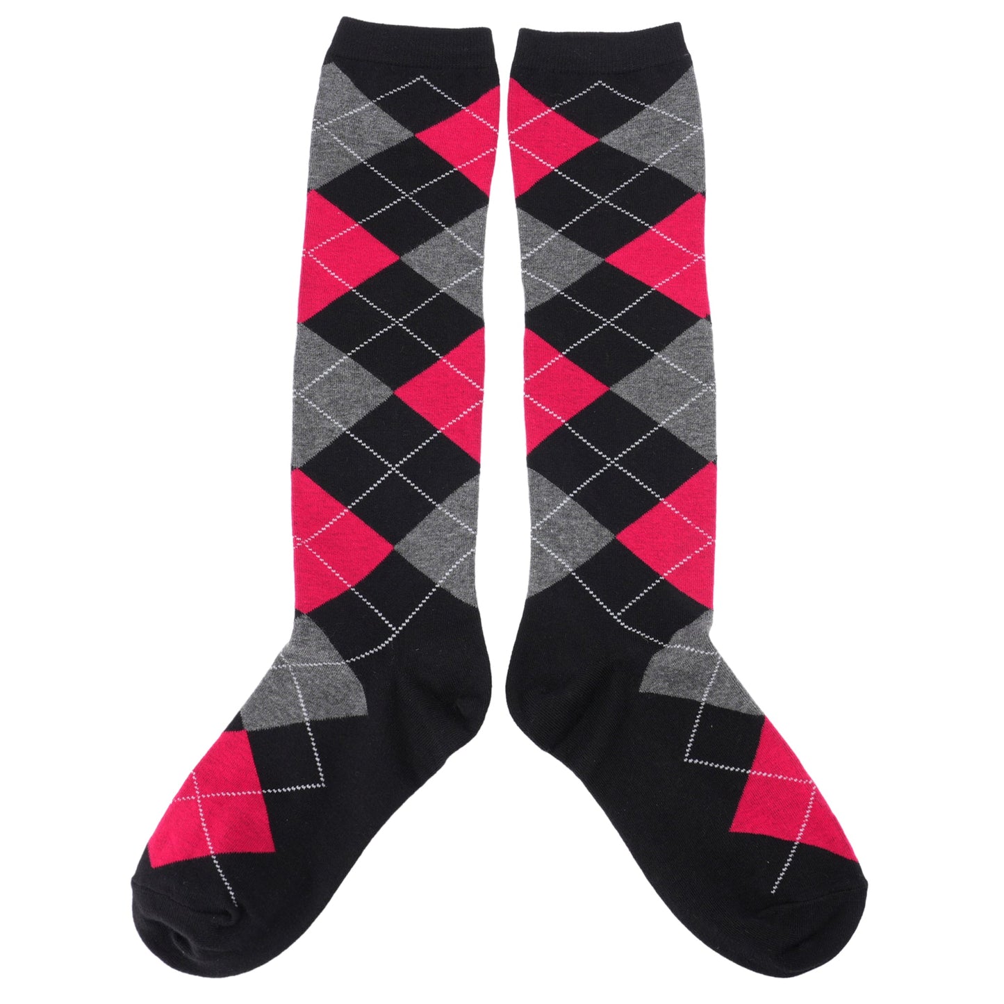 BLACK ARGYLE KNEE SOCKS / BLACK