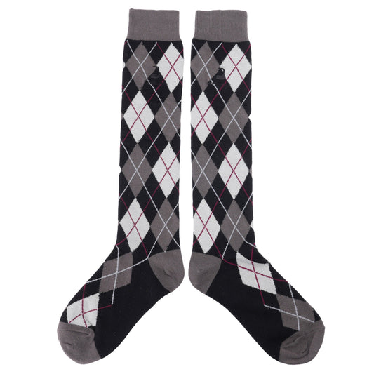 DARK GRAY ARGYLE KNEE SOCKS / DARK GRAY