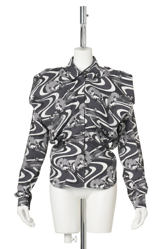 BLACK PATTERN VOLUME STRUCTURED SHIRT / BLACK