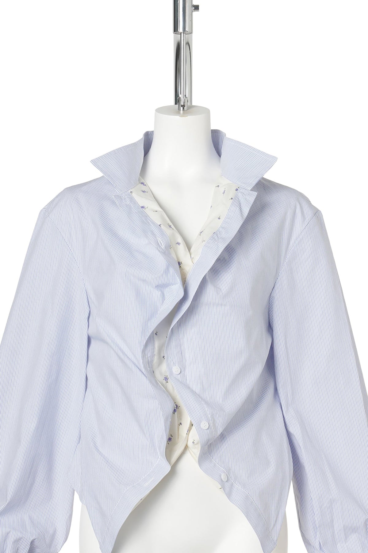 BLUE STRIPE PATTERN DRAPED LAYER SHIRT / BLUE STRIPE