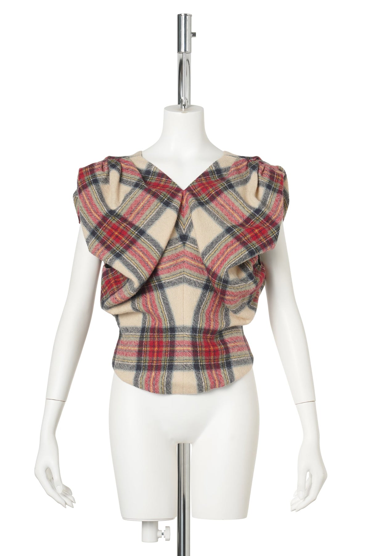 YELLOW CHECK DRAPED STRUCTURED CROP TOP / YELLOW CHECK