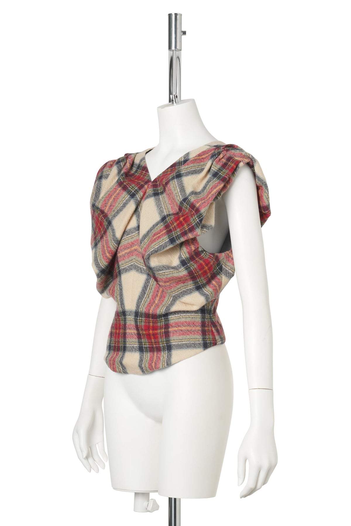 YELLOW CHECK DRAPED STRUCTURED CROP TOP / YELLOW CHECK