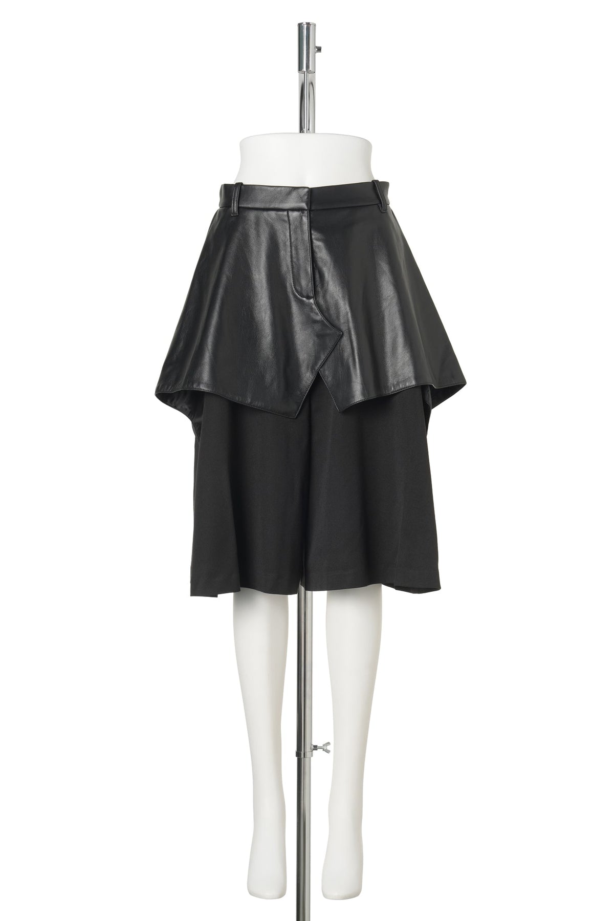 BLACK DRAPE SKIRT LAYERED PANTS / BLACK