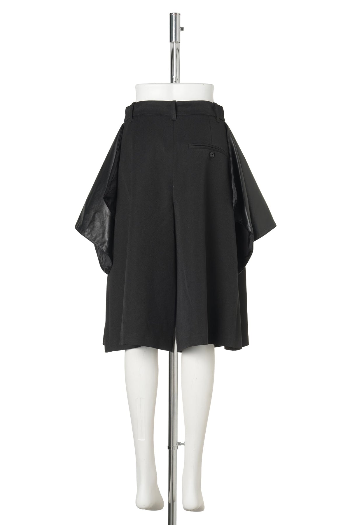 BLACK DRAPE SKIRT LAYERED PANTS / BLACK