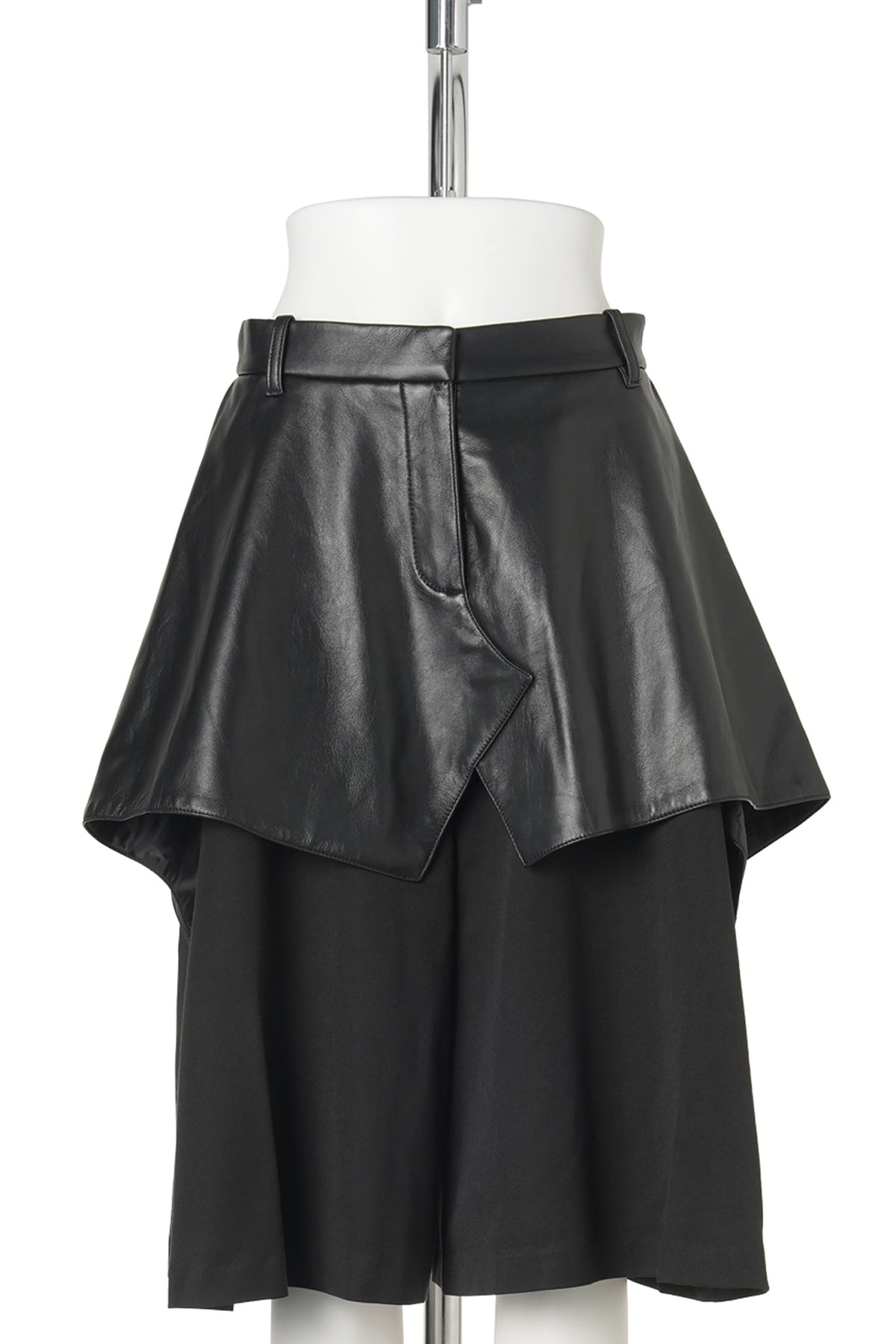 BLACK DRAPE SKIRT LAYERED PANTS / BLACK
