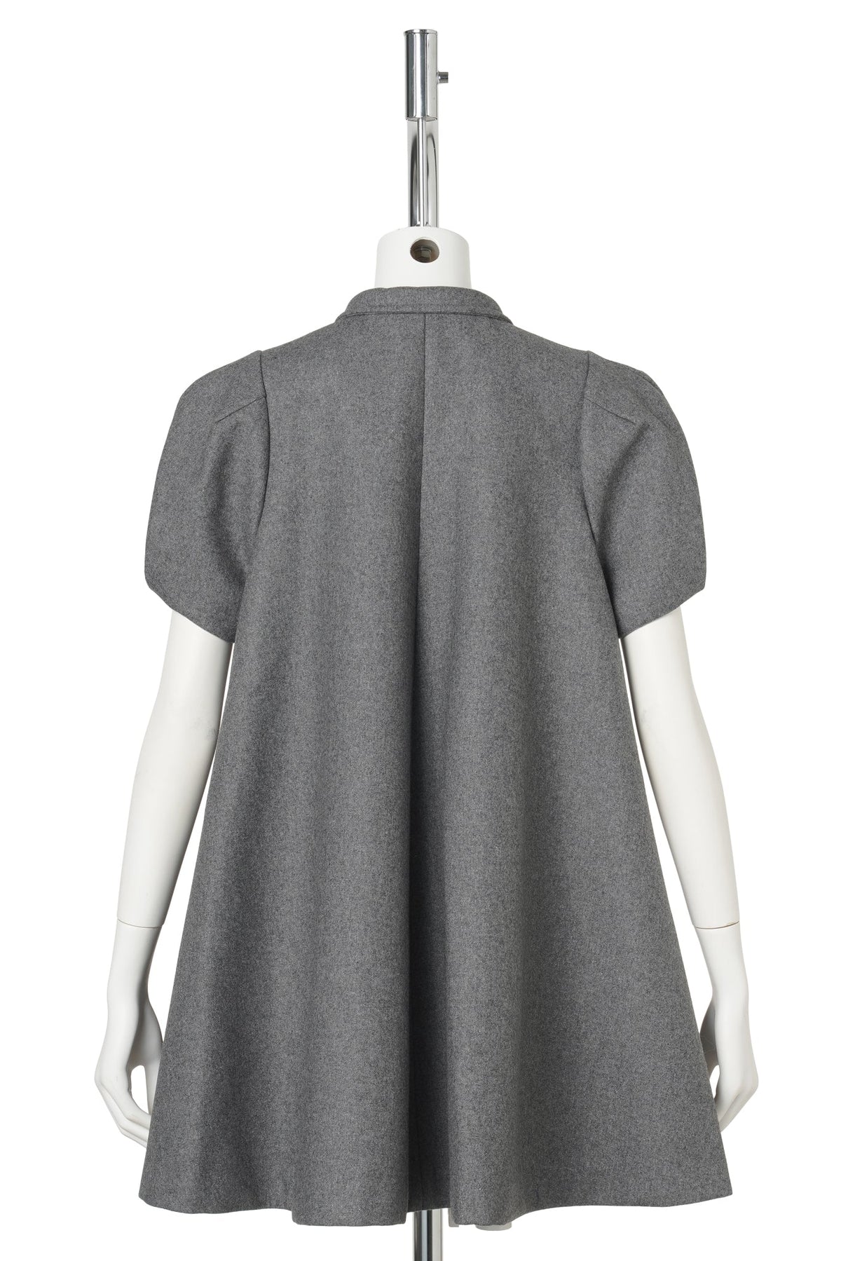 GRAY BOW COLLAR FLARE MINI DRESS / GRAY