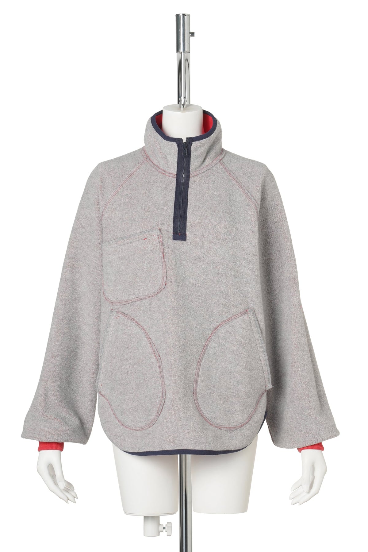 RED REVERSIBLE HALF-ZIP SWEATSHIRT / RED