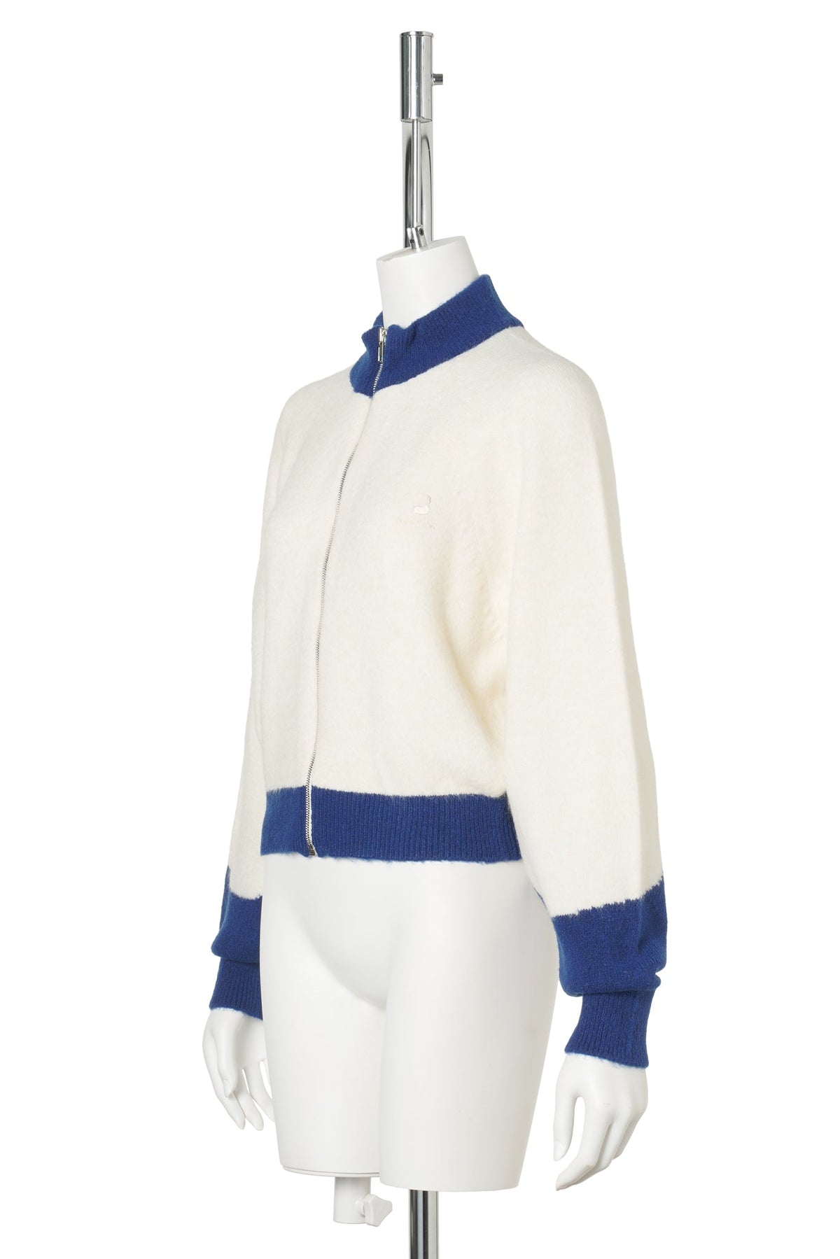 IVORY COLOR BLOCK ZIP-UP CARDIGAN / IVORY