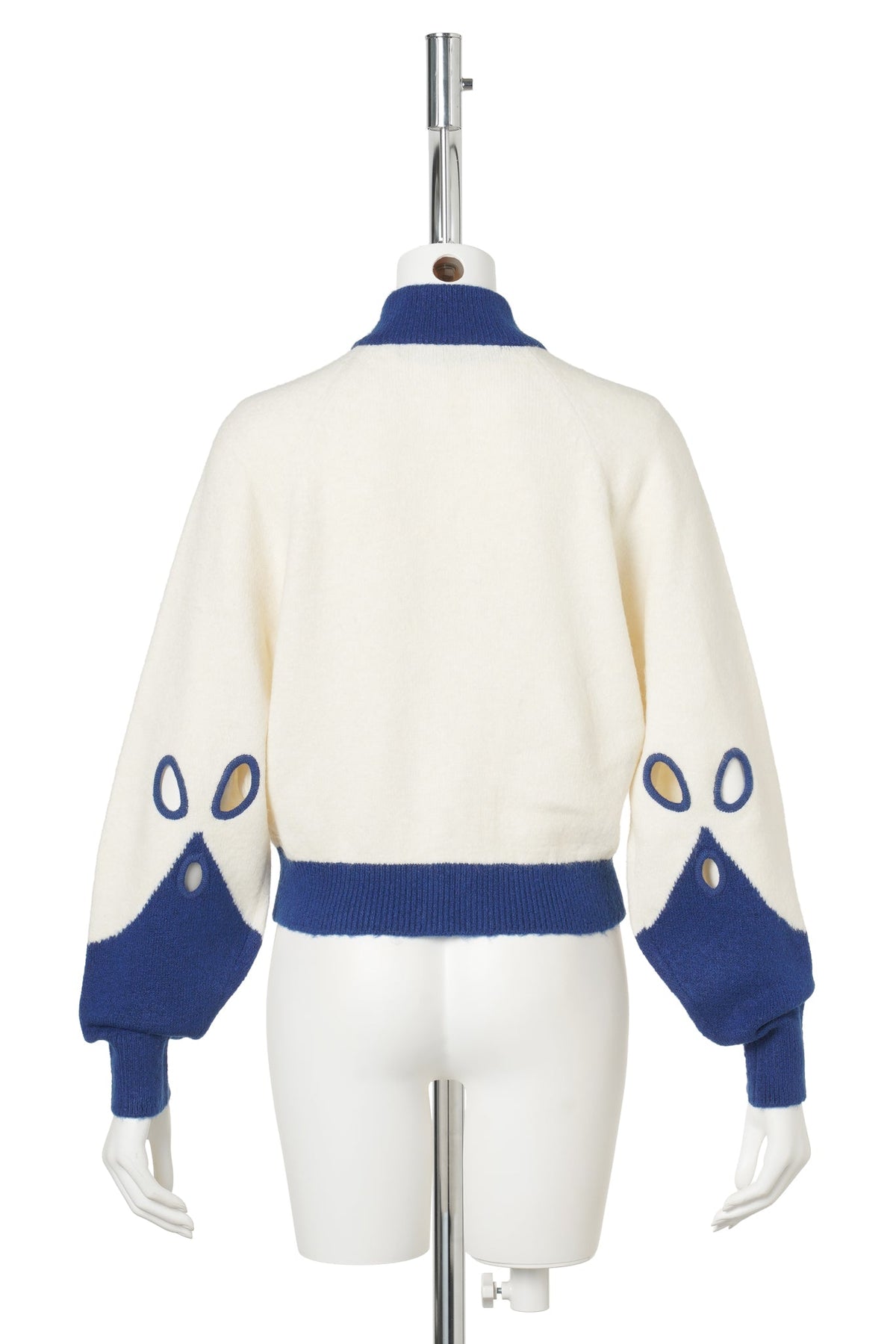 IVORY COLOR BLOCK ZIP-UP CARDIGAN / IVORY
