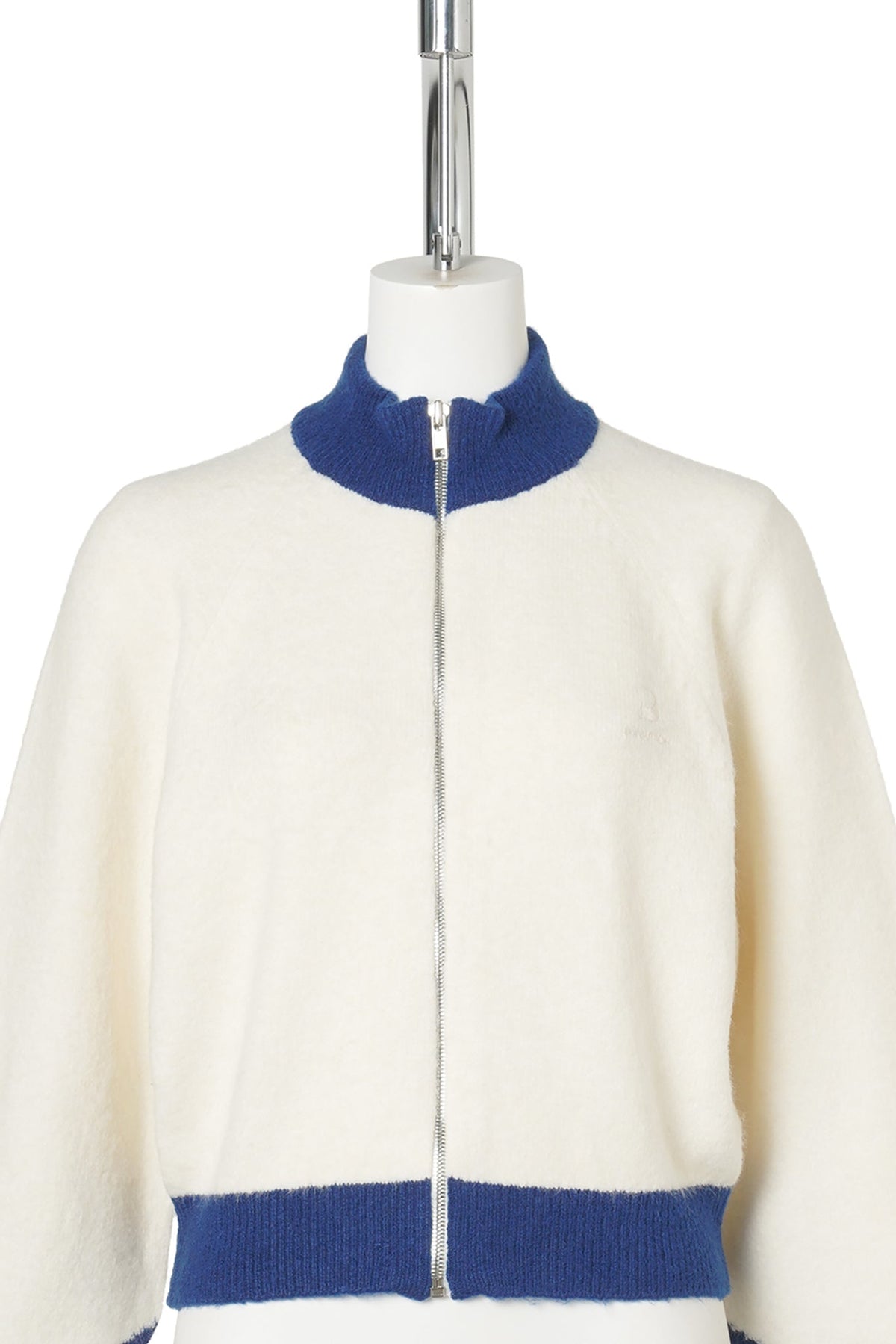 IVORY COLOR BLOCK ZIP-UP CARDIGAN / IVORY