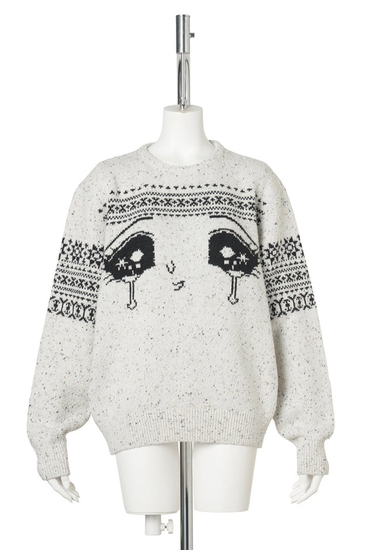 IVORY CRYING GIRL NORDIC KNIT TOP / IVORY