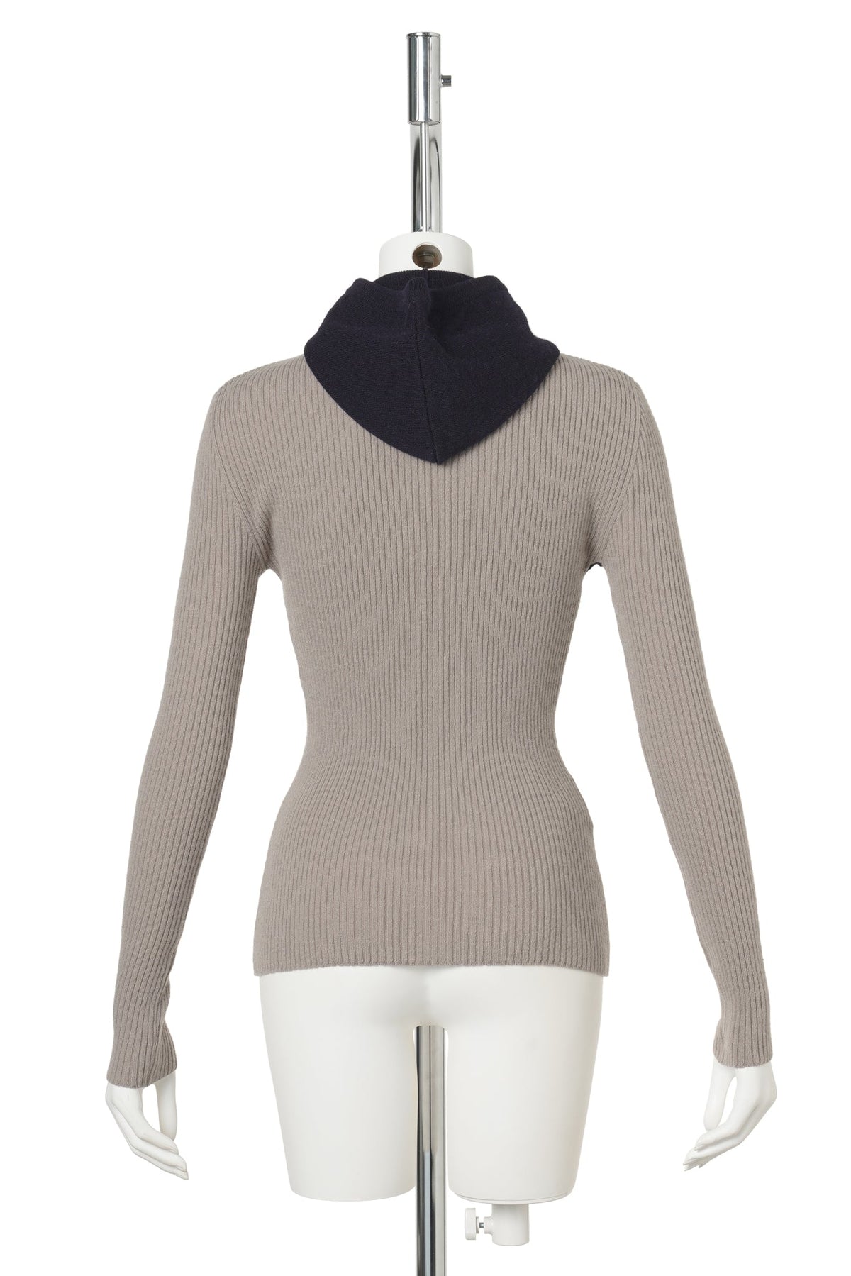 GRAY COLOR BLOCK HOOD KNIT TOP / GRAY