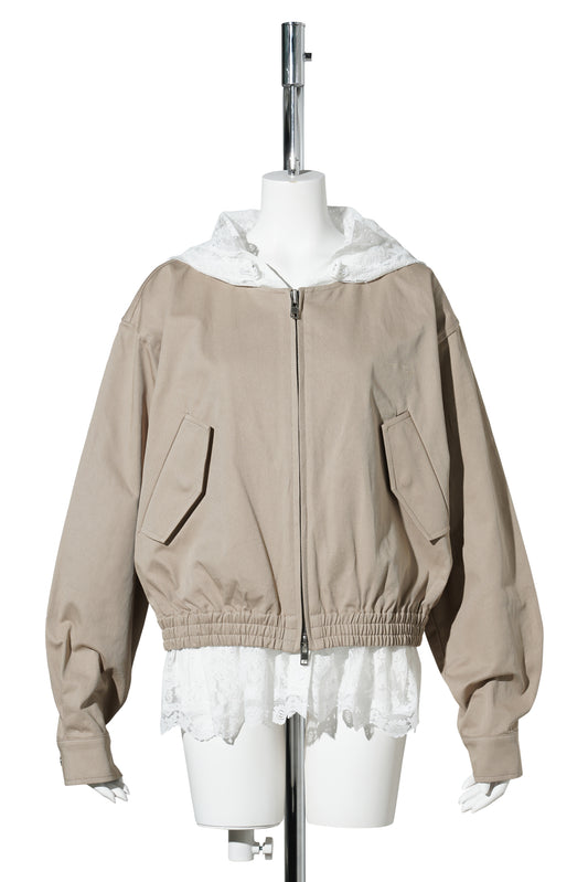 BEIGE LACE LAYERED JUMPER / BEIGE