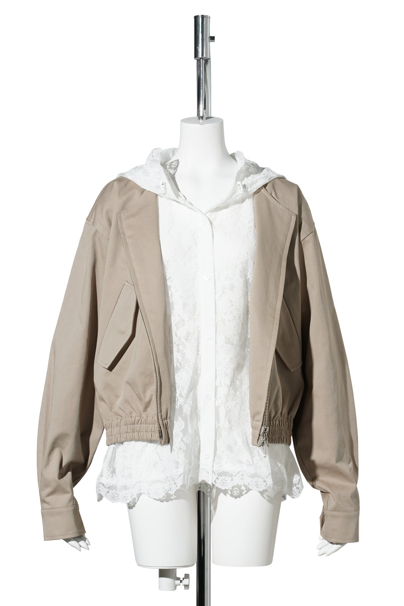 BEIGE LACE LAYERED JUMPER / BEIGE