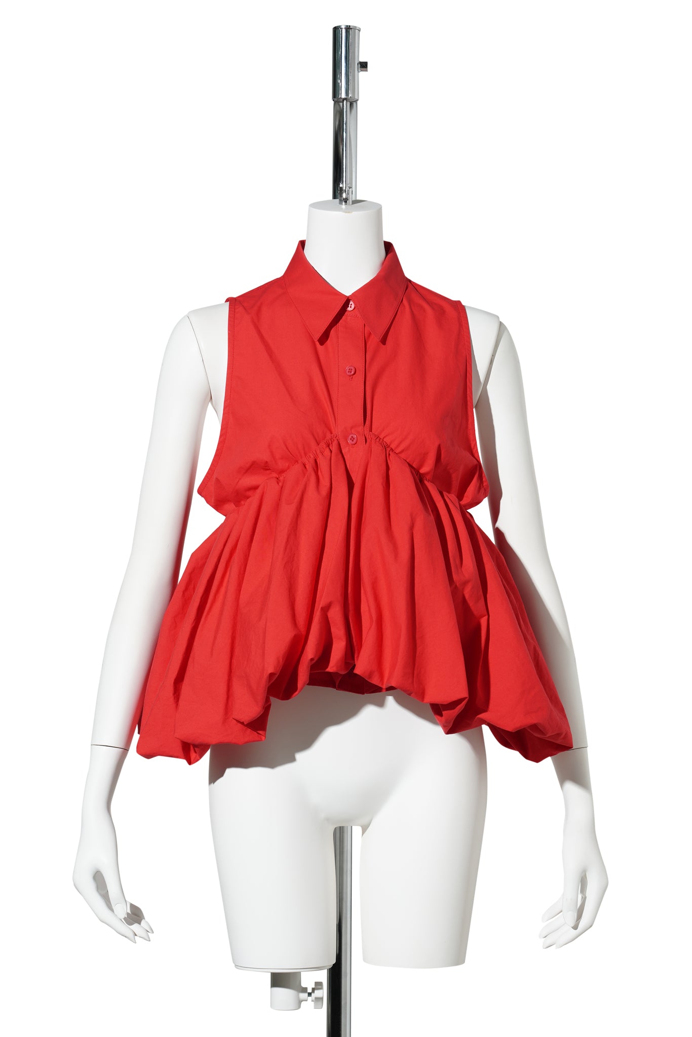 RED VOLUMINOUS SLEEVELESS SHIRT / RED