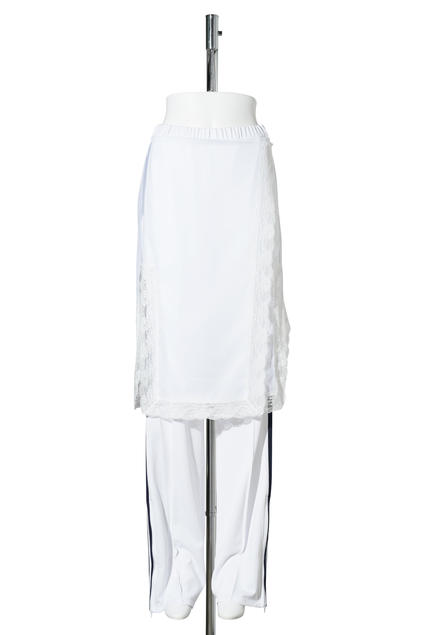 WHITE SKIRT LAYERED TRACK PANTS / WHITE