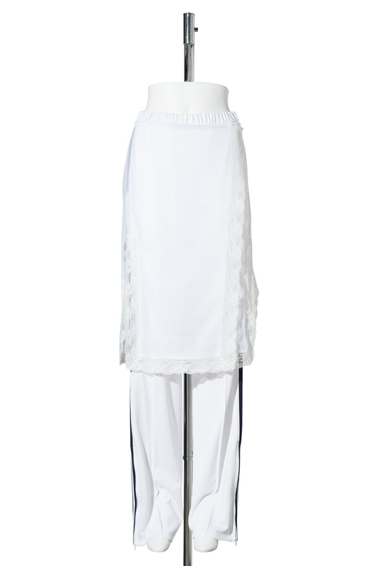WHITE SKIRT LAYERED TRACK PANTS / WHITE
