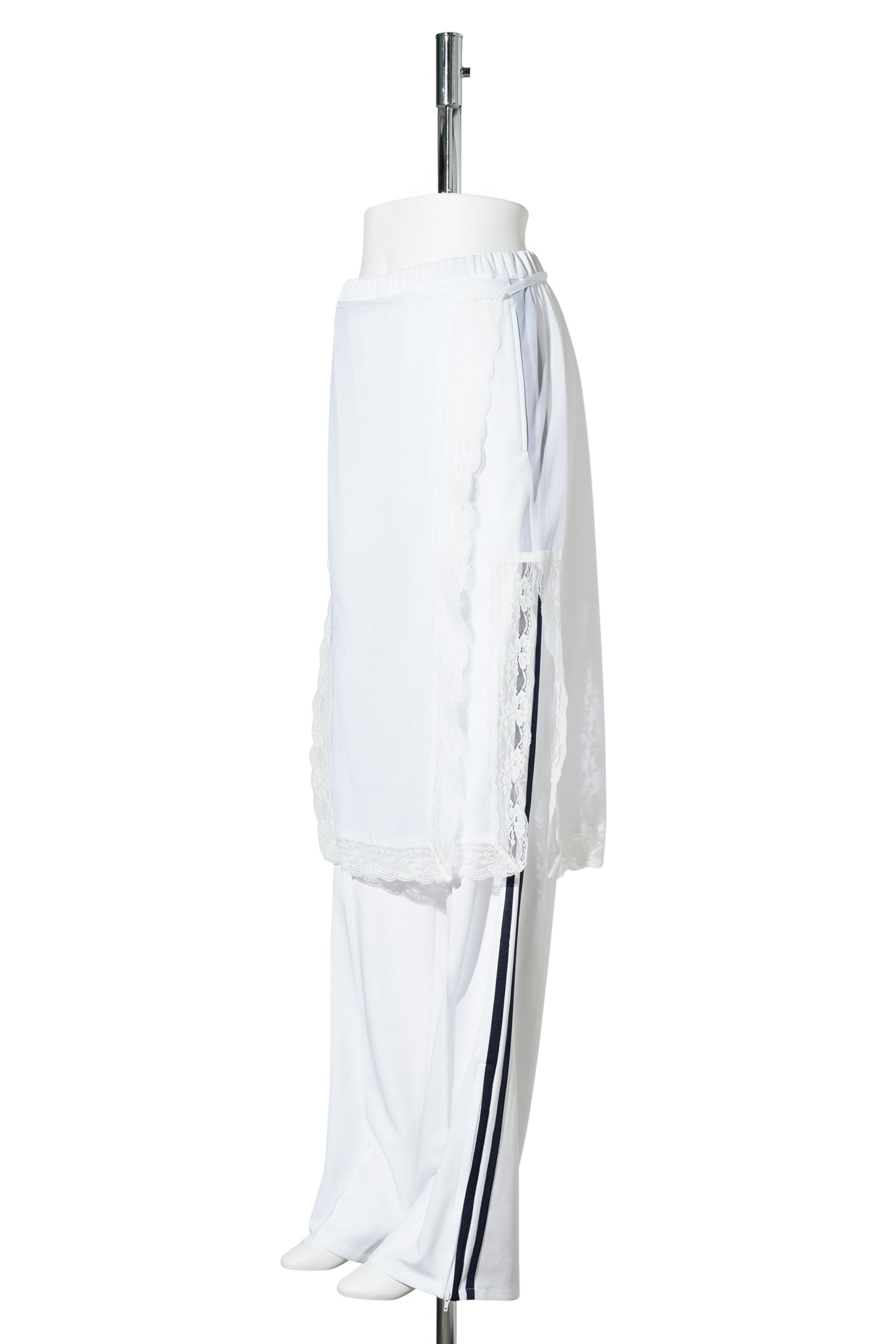 WHITE SKIRT LAYERED TRACK PANTS / WHITE