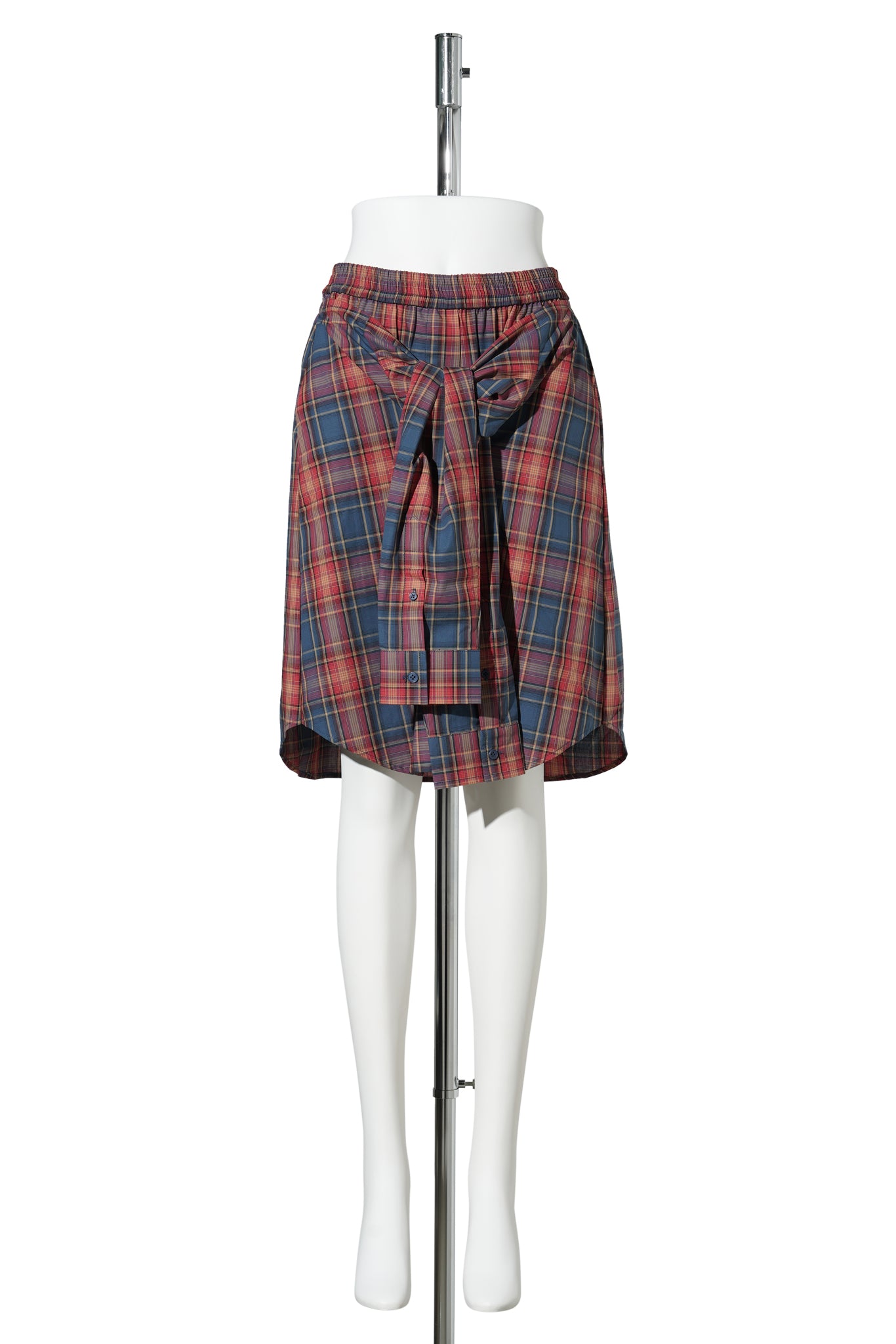 RED CHECK SHIRT-WRAPPED SKIRT PANTS / RED/CHECK