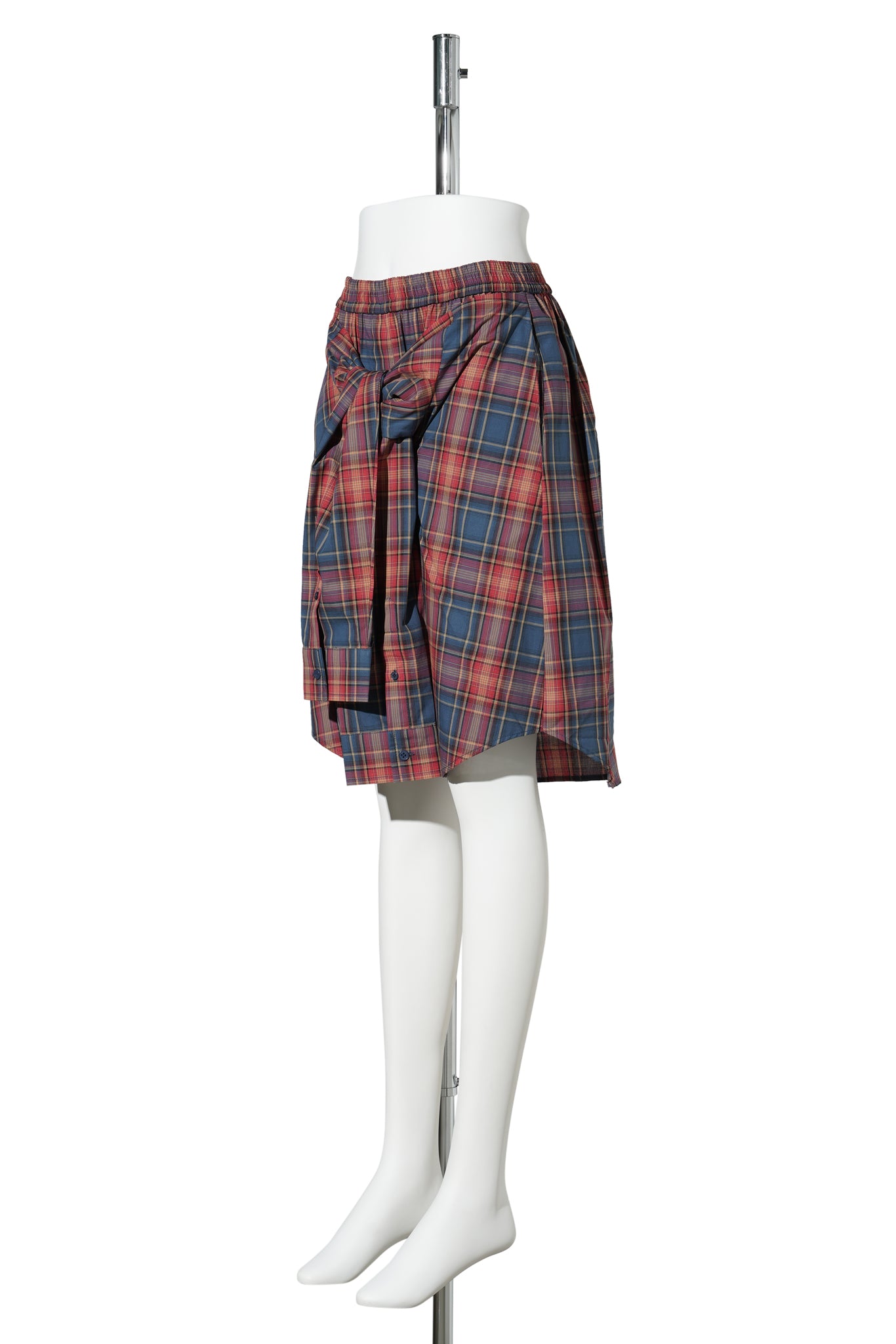 RED CHECK SHIRT-WRAPPED SKIRT PANTS / RED/CHECK
