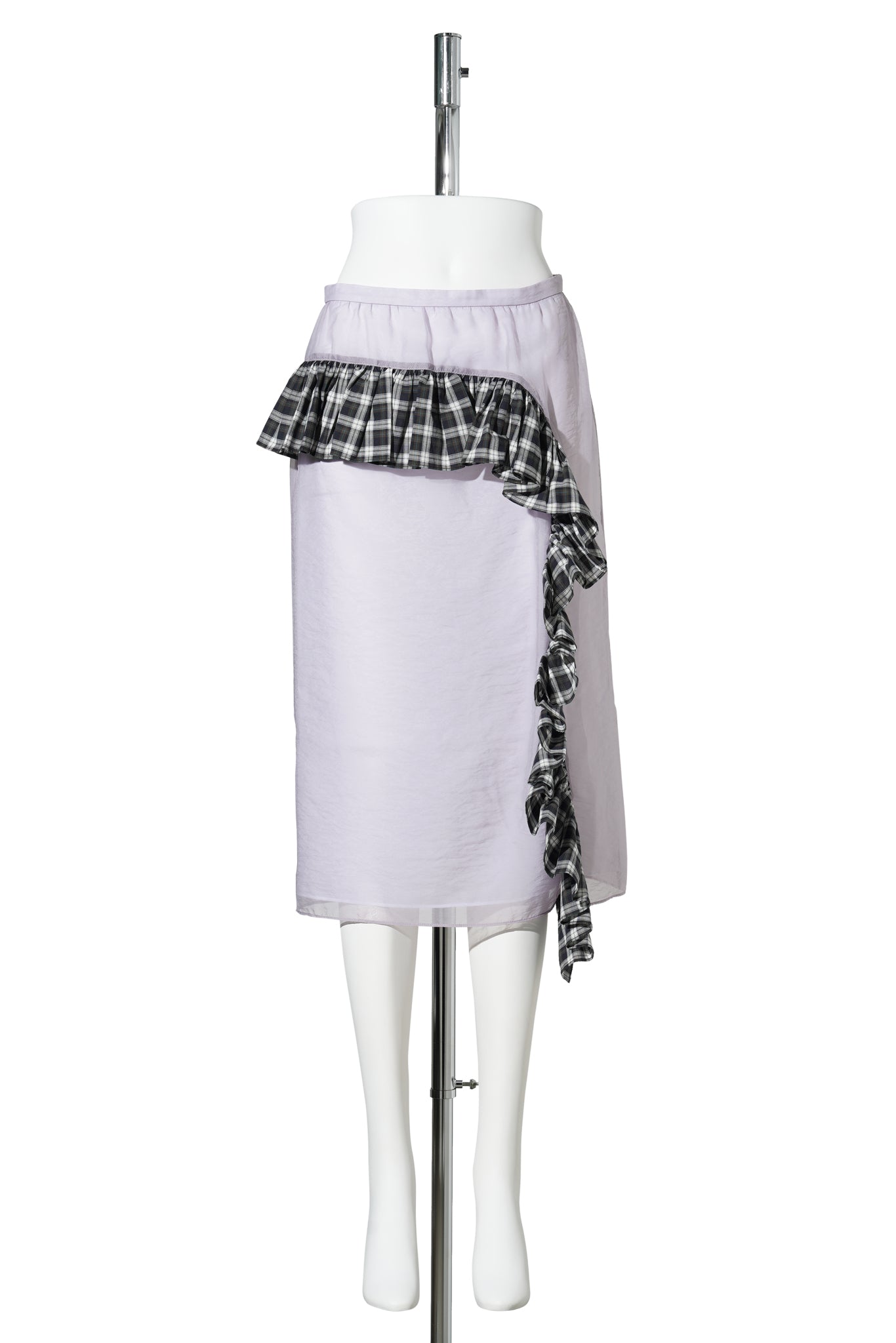 LIGHT PURPLE RUFFLE SHEER LAYERED MIDI SKIRT / LIGHT PURPLE