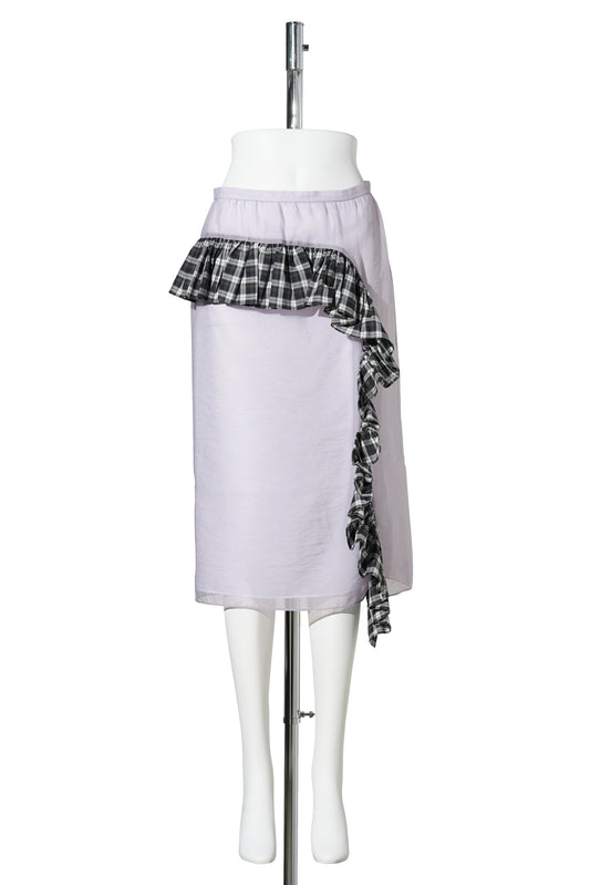 LIGHT PURPLE RUFFLE SHEER LAYERED MIDI SKIRT / LIGHT PURPLE