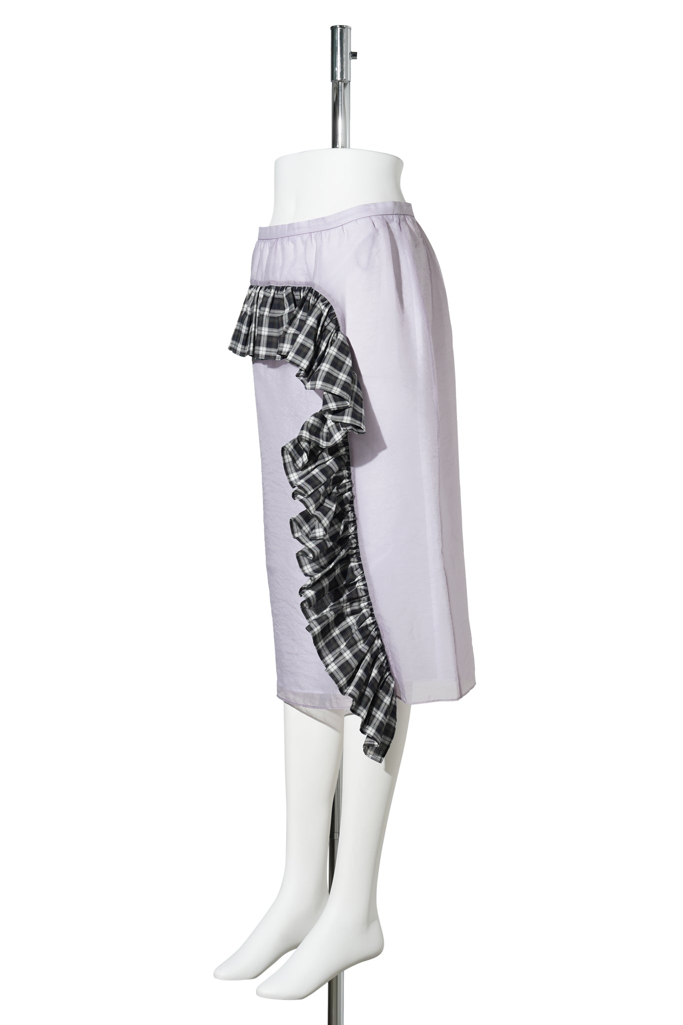 LIGHT PURPLE RUFFLE SHEER LAYERED MIDI SKIRT / LIGHT PURPLE