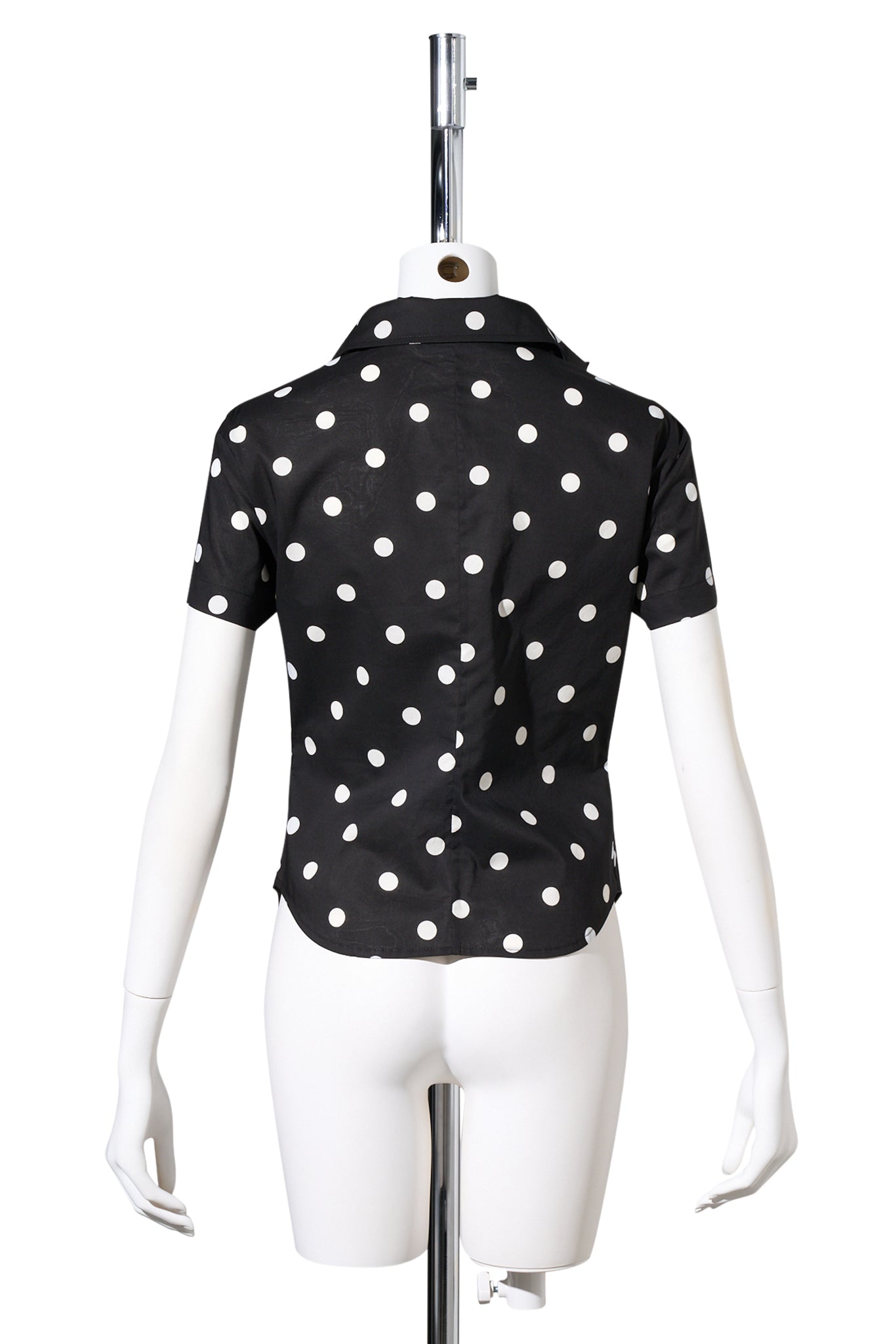 BLACK POLKA DOT RUFFLED SHIRT / BLACK