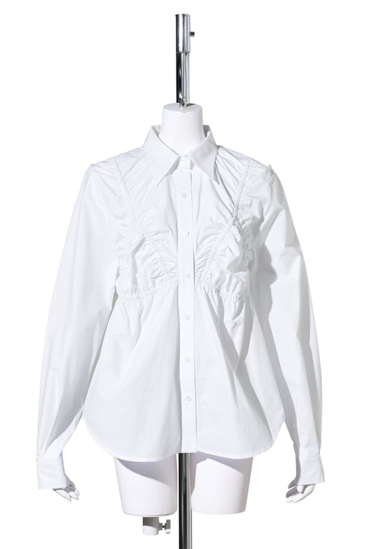WHITE BRA SHIRRING SHIRT / WHITE