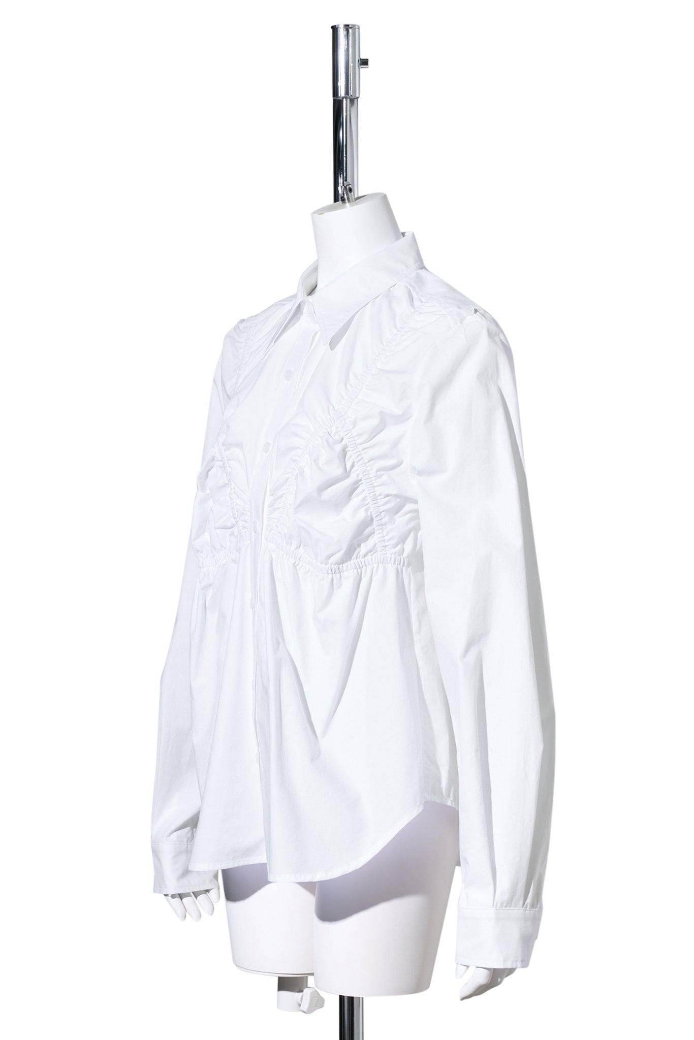 WHITE BRA SHIRRING SHIRT / WHITE