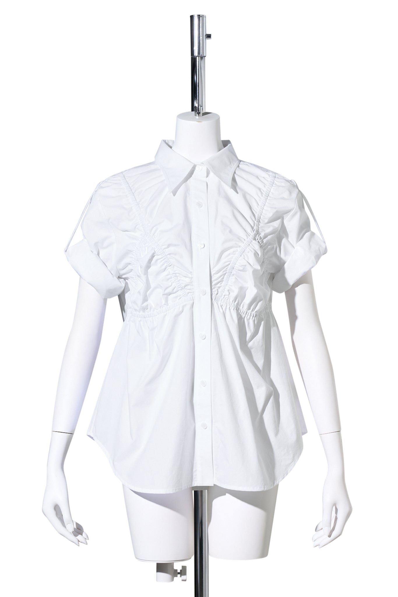 WHITE BRA SHIRRING SHIRT / WHITE