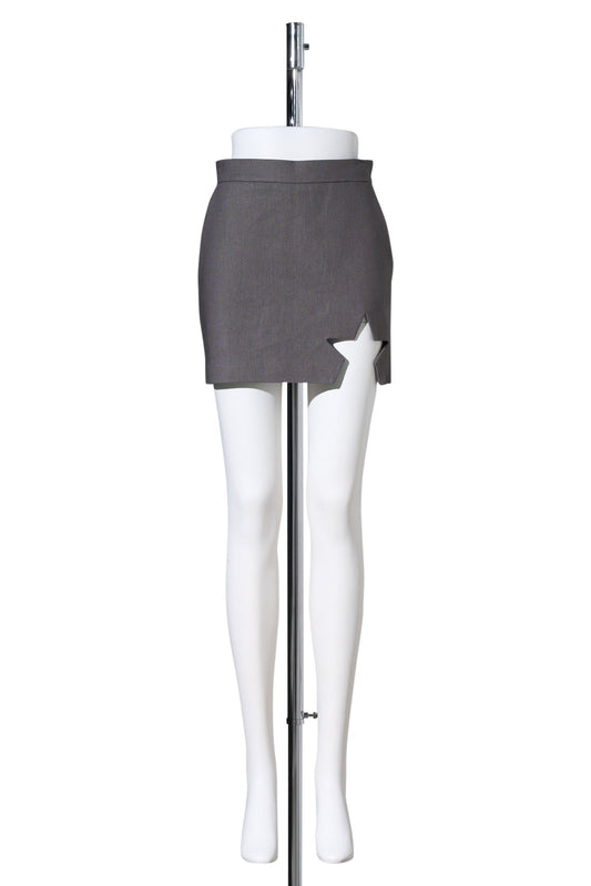 GRAY STAR CUTOUT MINI SKIRT / GRAY