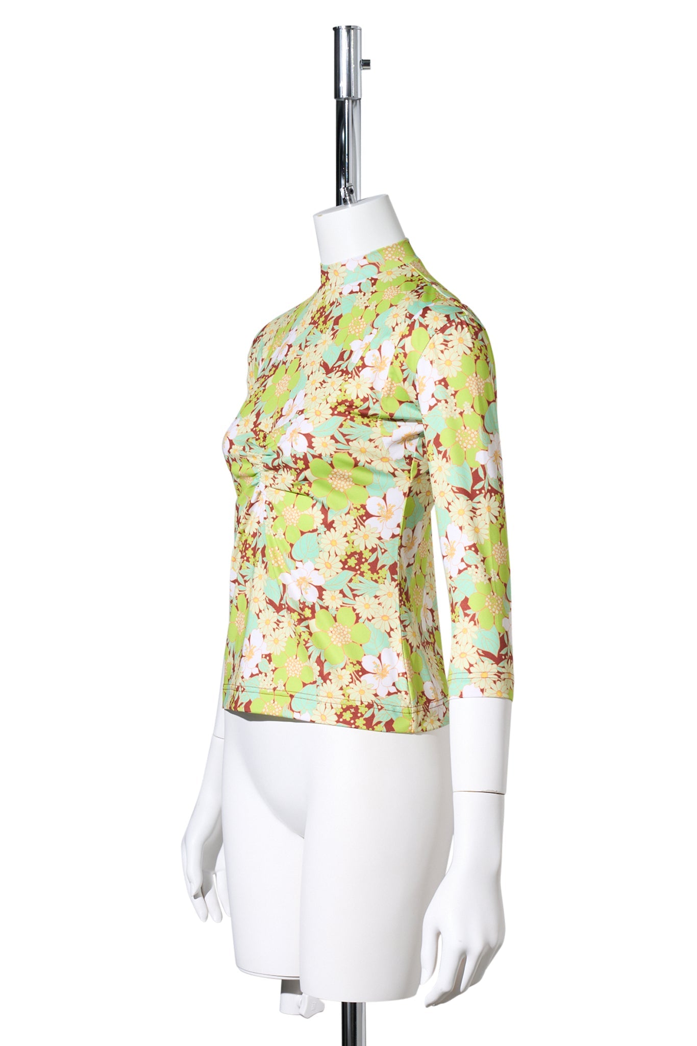 GREEN FLORAL 3/4 SLEEVE JERSEY TOP / GREEN