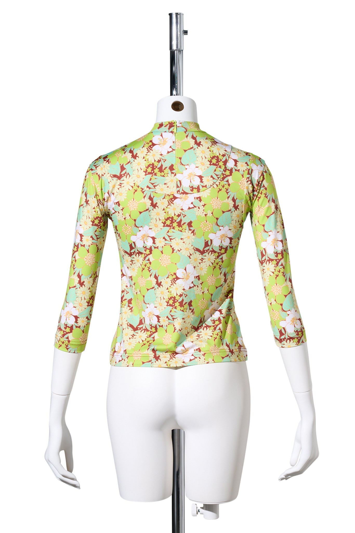 GREEN FLORAL 3/4 SLEEVE JERSEY TOP / GREEN