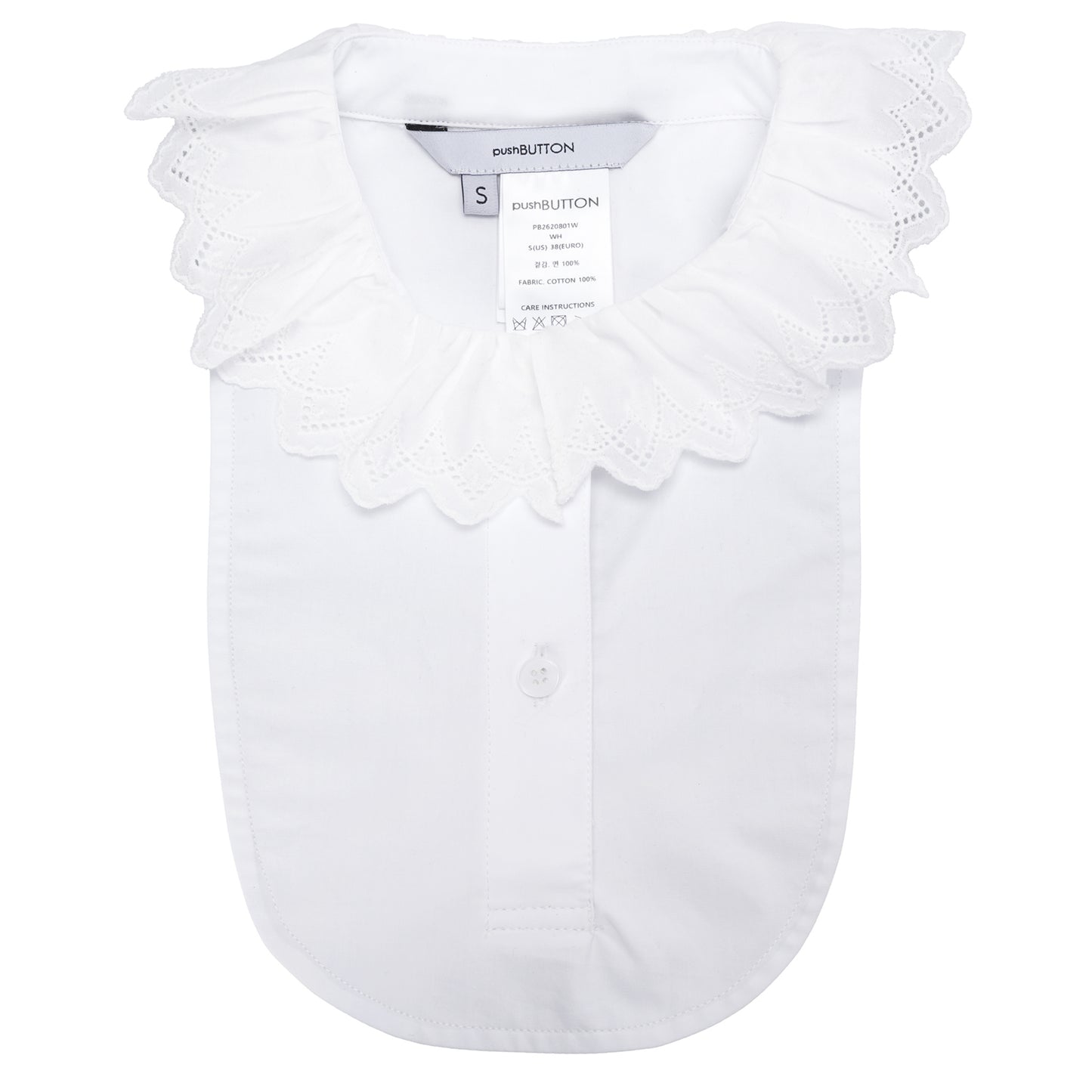 WHITE LACE-COLLAR BIB SHIRT / WHITE