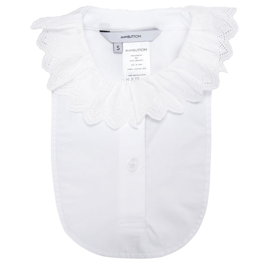 WHITE LACE-COLLAR BIB SHIRT / WHITE