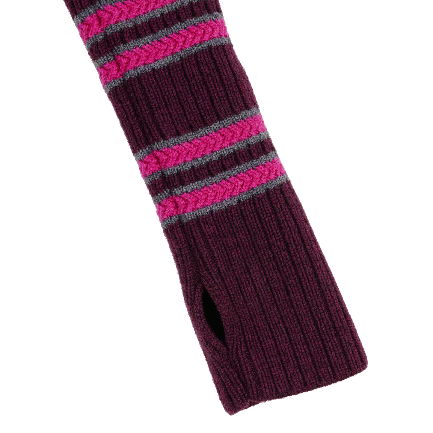 STRIPED ARM WARMERS / AUBERGINE/PINK