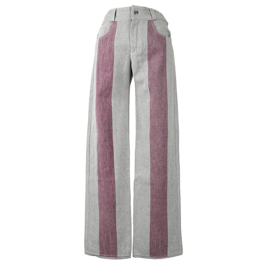 STRIPE JEANS / GREY/DUSTY PINK