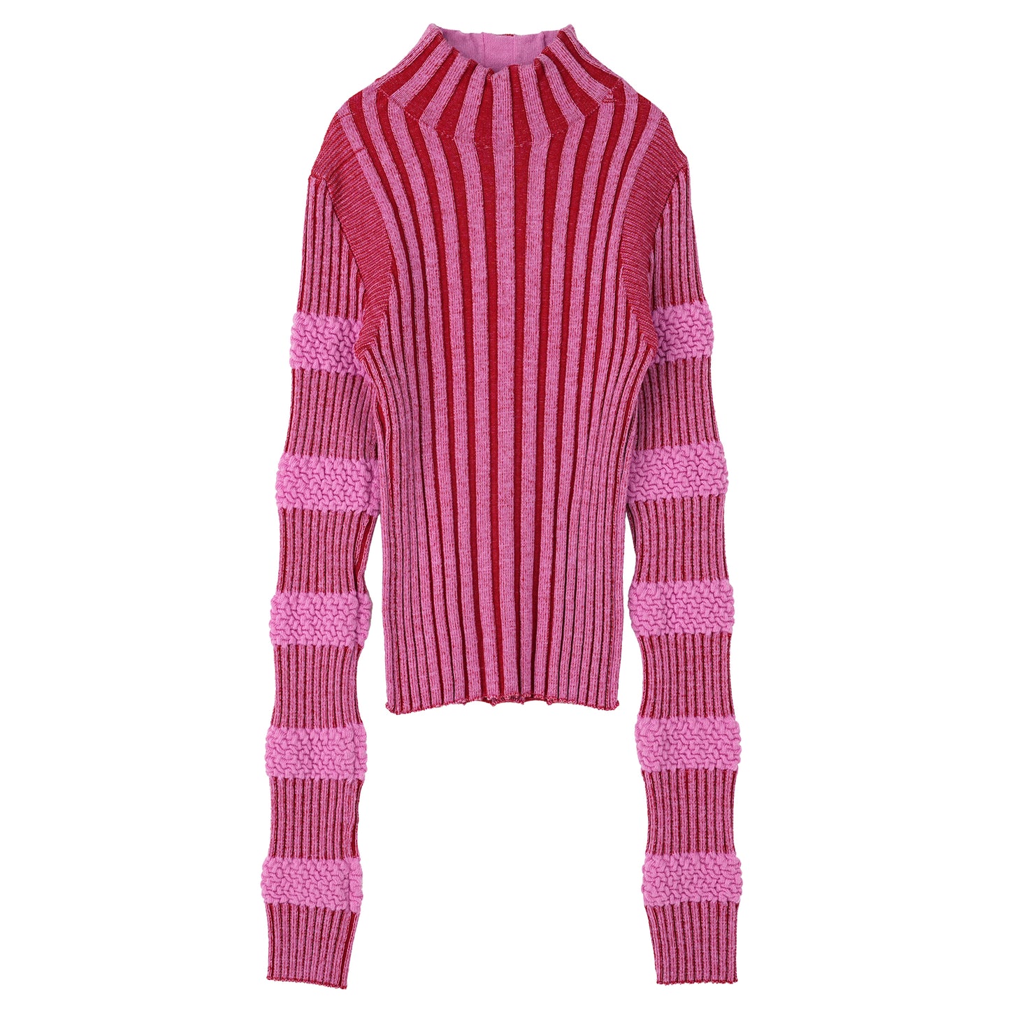 RIBBED KNIT TOP / CANDY PINK/RUBY RED