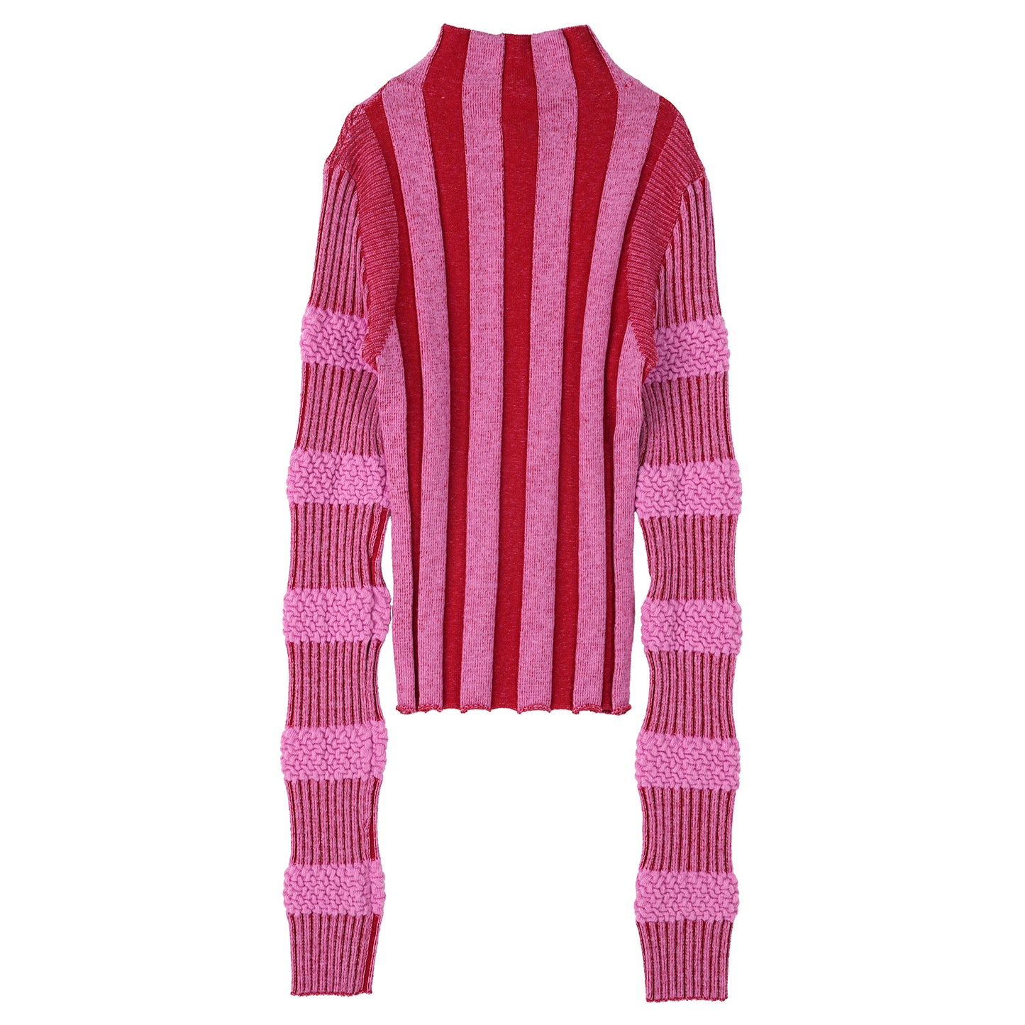 RIBBED KNIT TOP / CANDY PINK/RUBY RED