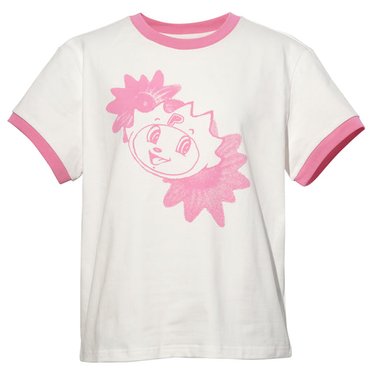 HAPPY HAPPY SHORT SLEEVE T-SHIRT 380GSM / WHITE-PINK